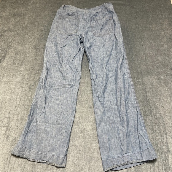 Gap Wide Leg Pants Women 4 Blue Cotton Chambray Mid Rise Relaxed Fit Resort Wear - Picture 13 of 16